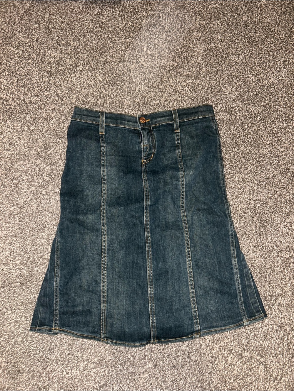 Rock & Republic Dark Blue Denim Panel A-Line Midi Skirt-Vintage